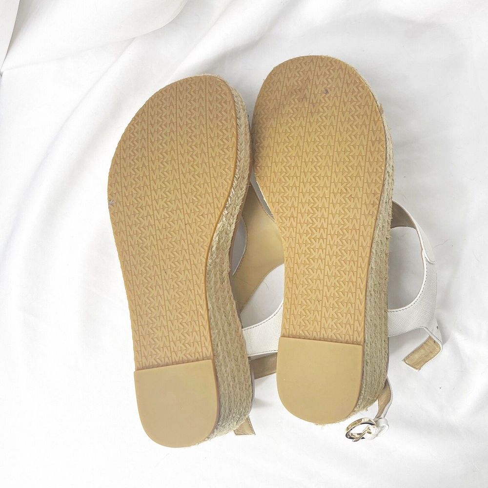 Michael kors Laney thong White t-strap wedges Gold details 7m SG21B Made in Vi - Picture 9 of 9